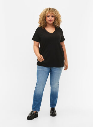 T-shirt basiques 2-pack en coton, Black/Bright W, Model image number 2