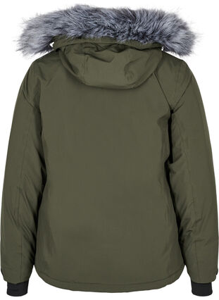 Veste de ski imperméable avec capuche amovible et col en fausse fourrure, Forest Night, Packshot image number 1