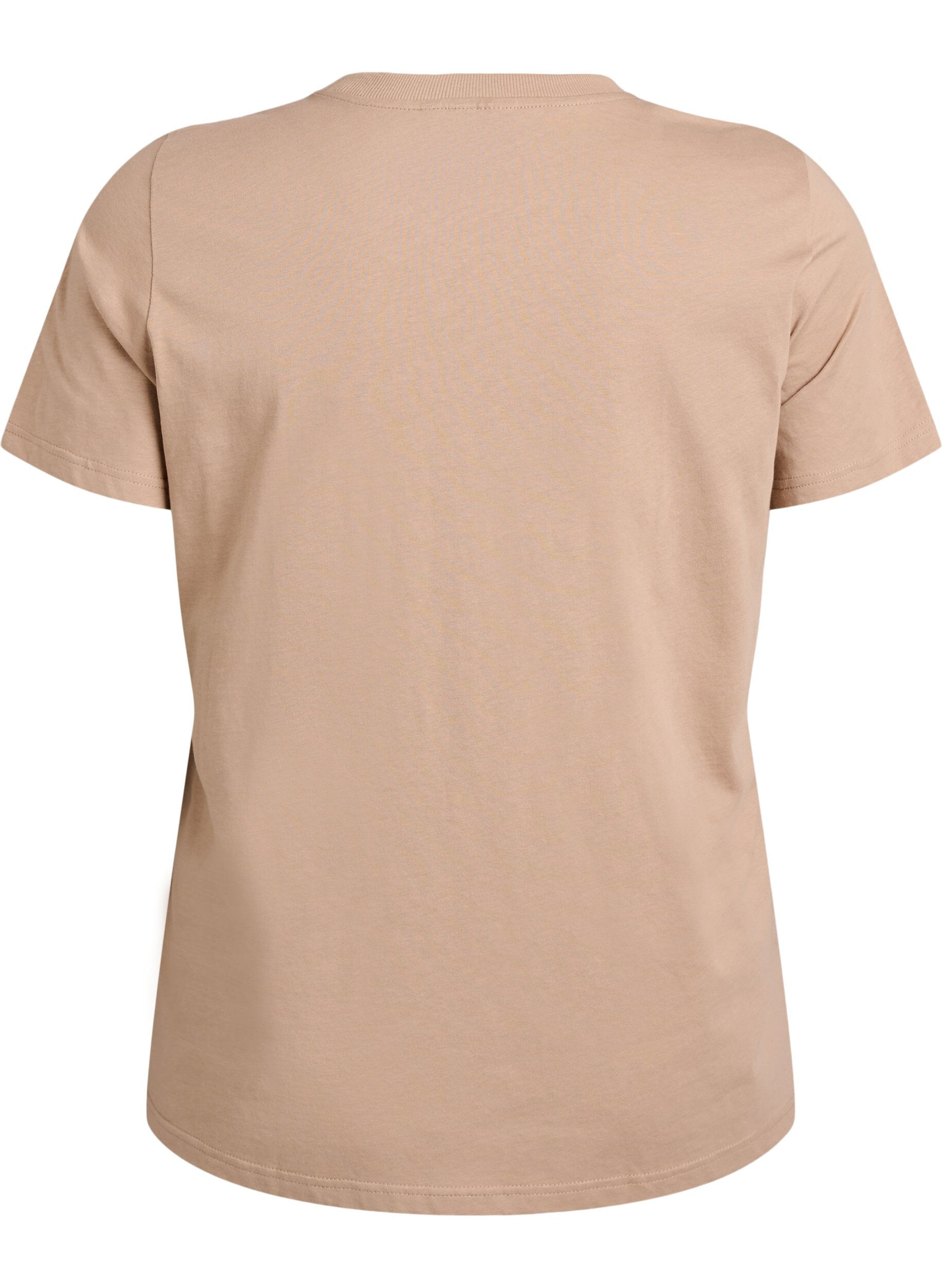 ZizziBasic katoenen T-shirt met ronde hals, Beige, Packshot image number 1