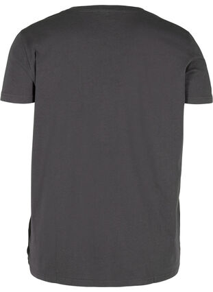 T-shirt en coton à manches courtes et col en V, Black Acid, Packshot image number 1