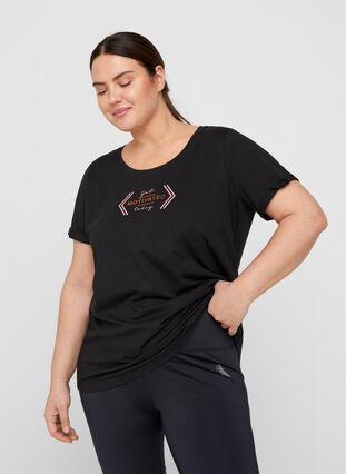 T-shirt de sport avec imprimé, Black Motivated, Model image number 0