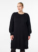 Robe courte en maille &agrave; manches raglan et couture centrale, Noir, Model image number 0