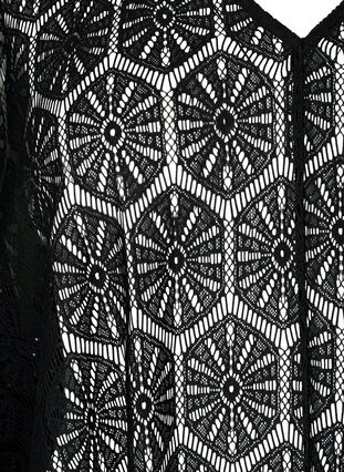 Robe de plage caftan avec motif à trous, Black, Packshot image number 2