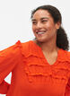 Blouse met franjes en lange mouw, Orange.com, Model image number 2