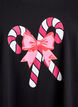 Nachthemd in biologisch katoen met kerstmotief, Zwart, Packshot image number 2