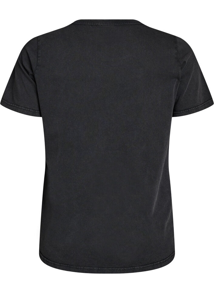T-shirt en coton bio avec imprim&eacute; rock, Noir, Packshot image number 1