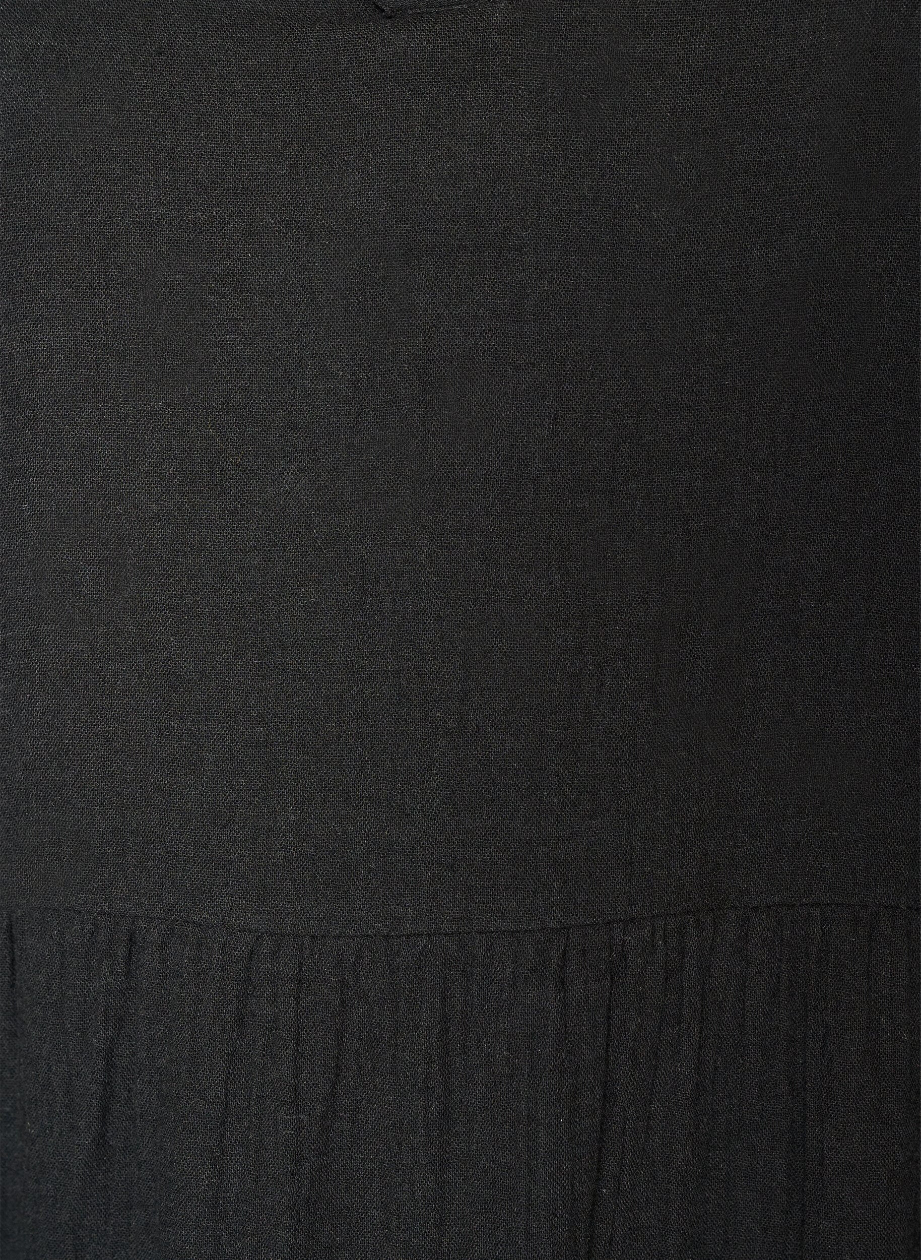 Zizzi Robe midi coupe &eacute;vas&eacute;e en mousseline de coton, Noir, Packshot image number 2