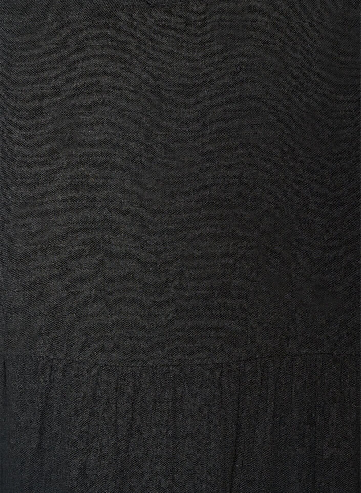 Robe midi coupe &eacute;vas&eacute;e en mousseline de coton, Noir, Packshot image number 2