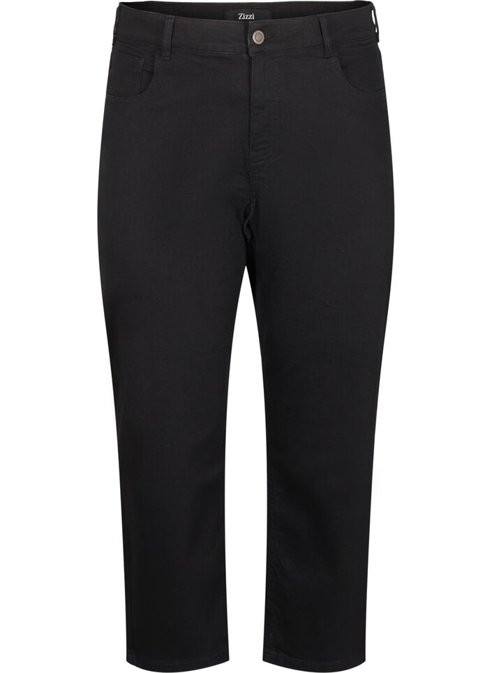 Vera jeans cropped &agrave; coupe droite, Noir, Packshot image number 0