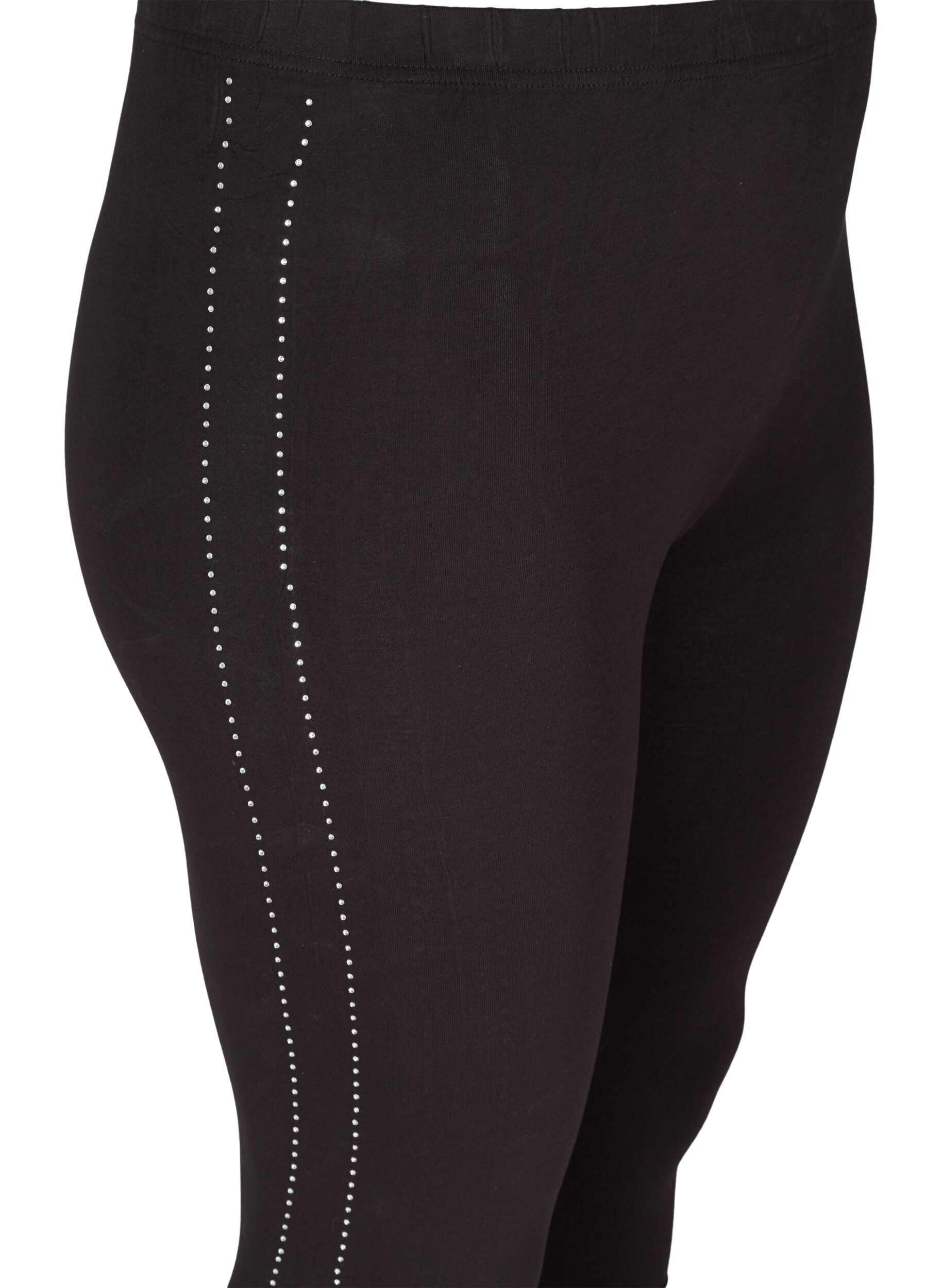 ZizziViscose legging met steentjes in de zijkant, Black, Packshot image number 2