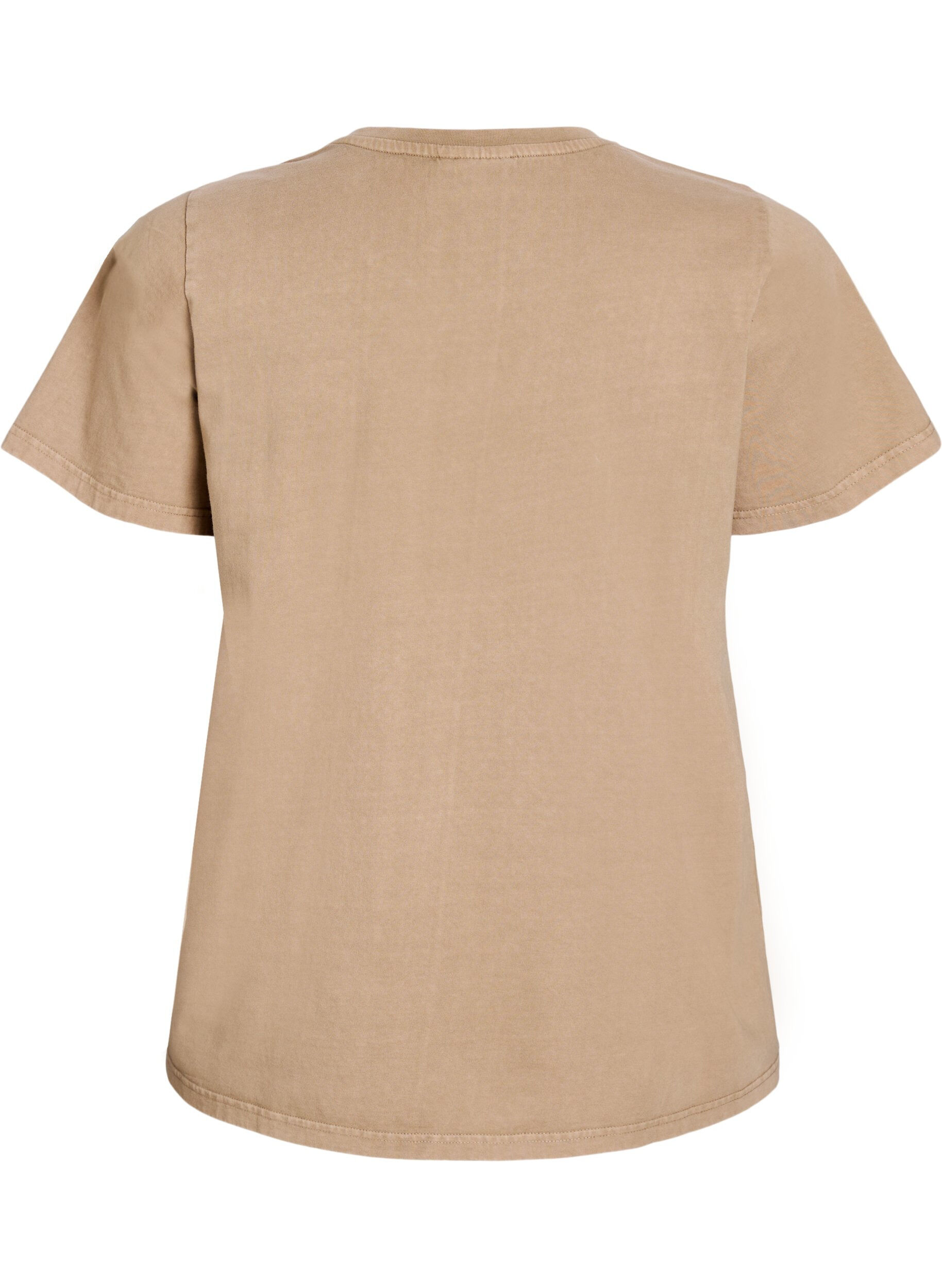 ZizziT-shirt in biologische katoen met een gewassen look, Beige, Packshot image number 1