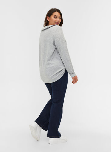 Ellen jeans met hoge taille en bootcut, Dark blue denim, Model image number 1