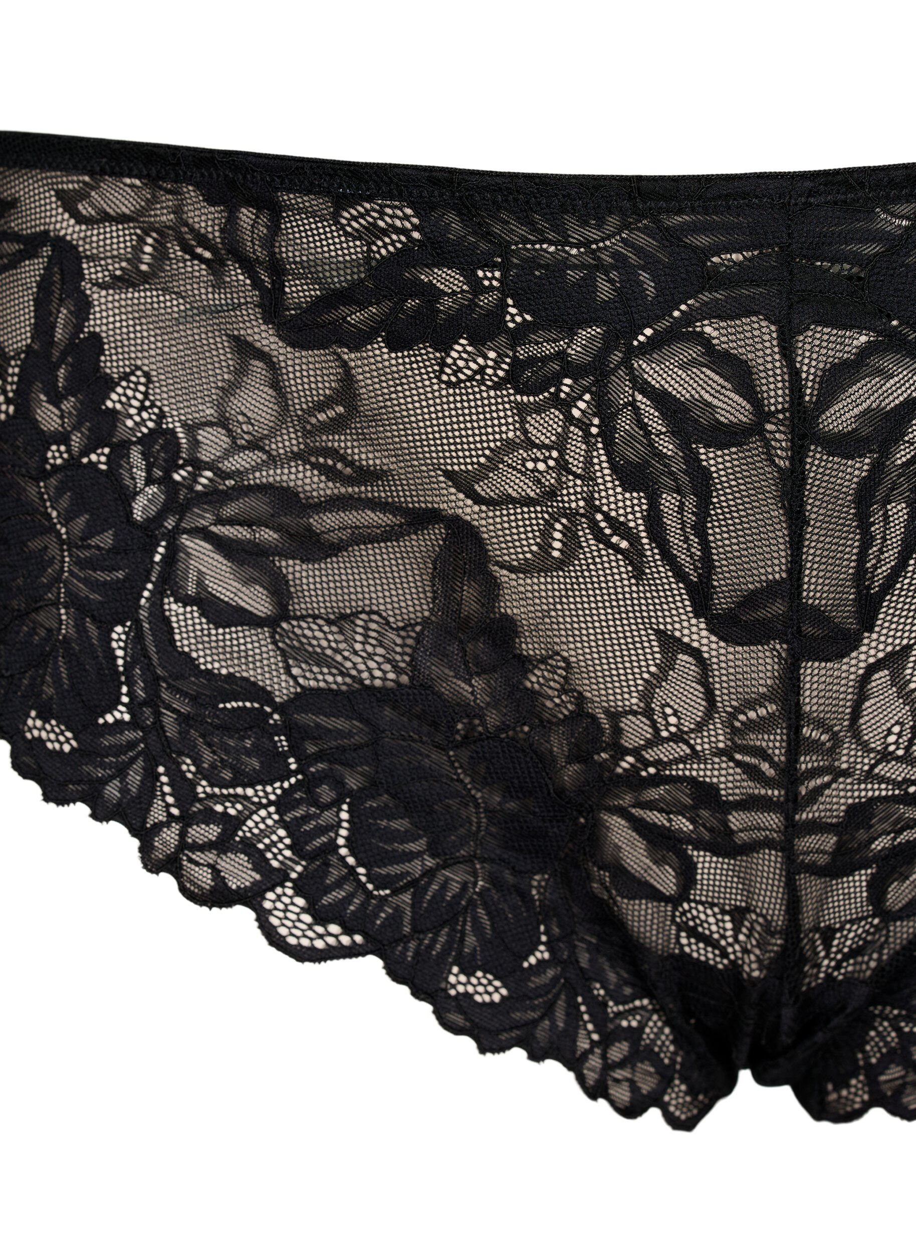 Zizzi 2-pack culottes tai en dentelle taille normale, Black, Packshot image number 2
