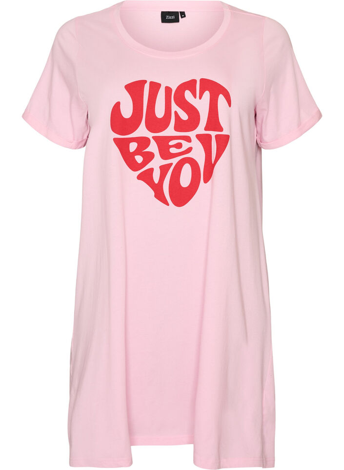 Chemise de nuit &agrave; manches courtes en coton biologique, Rose, Packshot image number 0