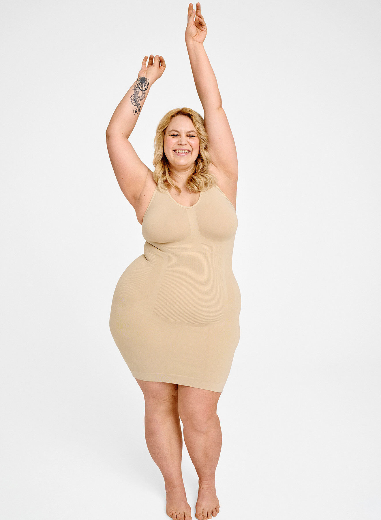 ZizziShapewear jurk met dunne bandjes, Beige, Image image number 0