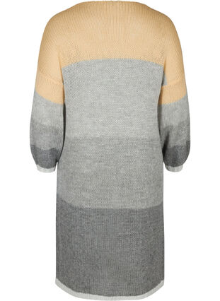 Lang gestreept gebreid vest, Grey Comb as sample, Packshot image number 1