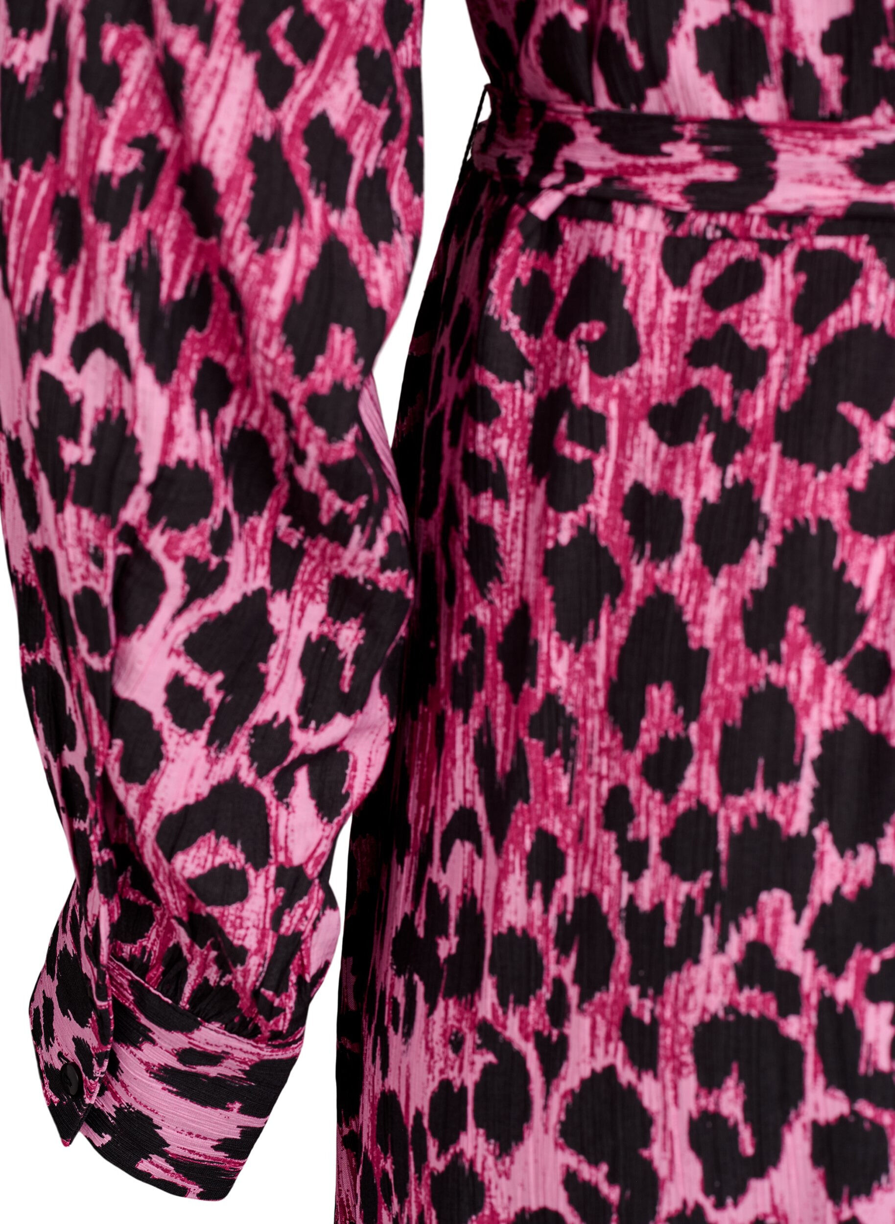 ZizziMidi jurk met knoopsluiting en strikceintuur, Roze, Packshot image number 3