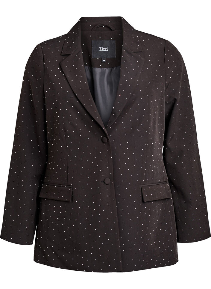 Blazer met strass-steentjes, Zwart, Packshot image number 0