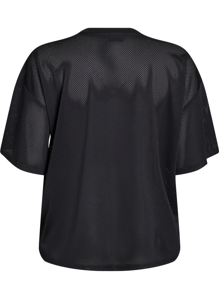 Sporty T-shirt met print aan de voorkant, Black, Packshot image number 1
