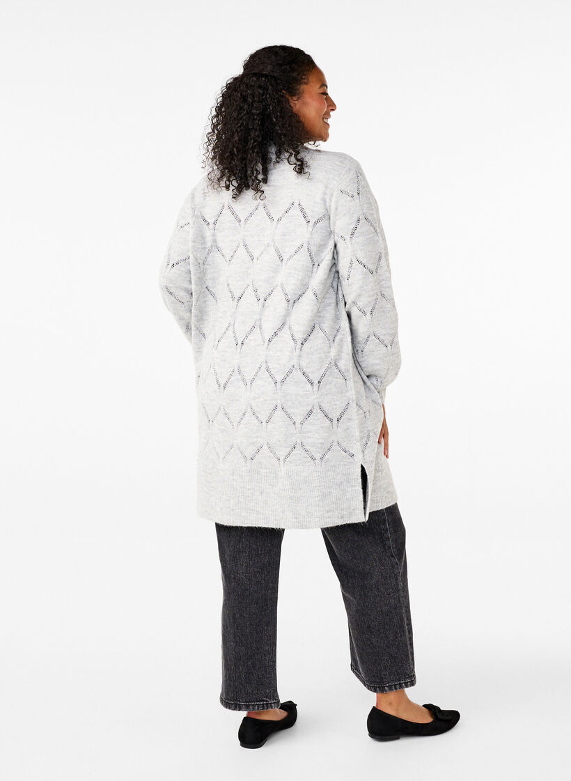 Gebreid vest met lange mouwen, Light Grey Melange, Model image number 1