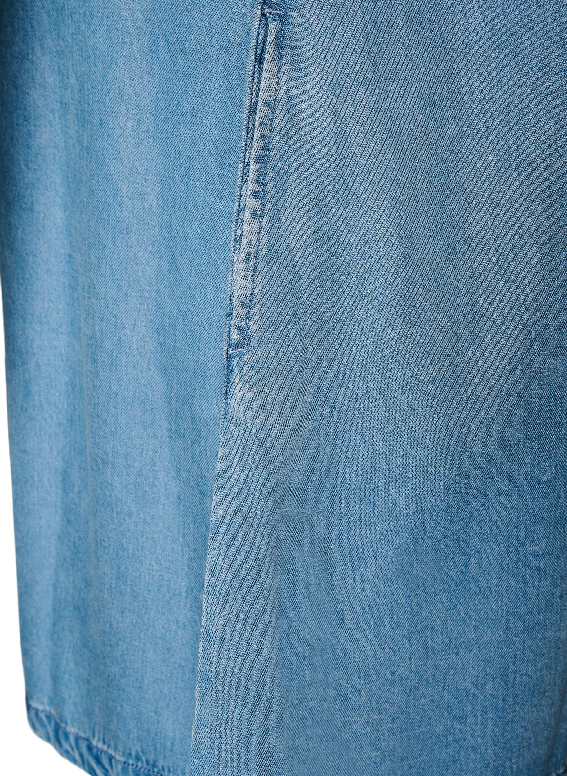 ZizziDenim jurk van lyocell met knopen en korte mouwen, Blauw, Packshot image number 3