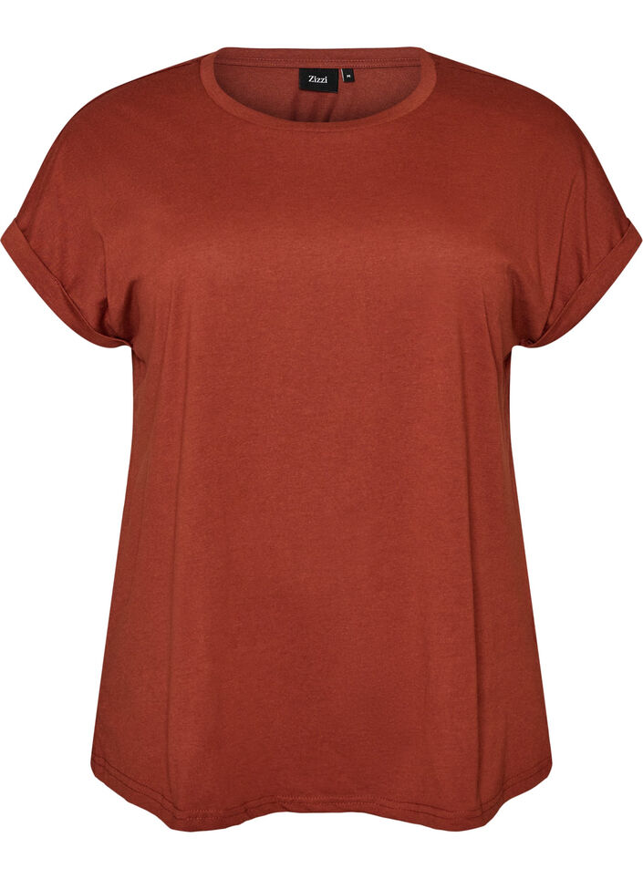 T-shirt &agrave; manches courtes en coton m&eacute;lang&eacute;, Bordeaux, Packshot image number 0