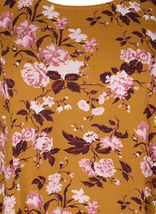 Robe en viscose à manches courtes avec imprimé, Yellow Flower, Packshot image number 2