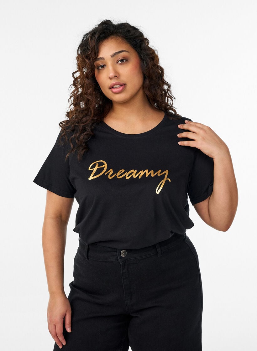 T-shirt met print, Zwart, Model image number 0