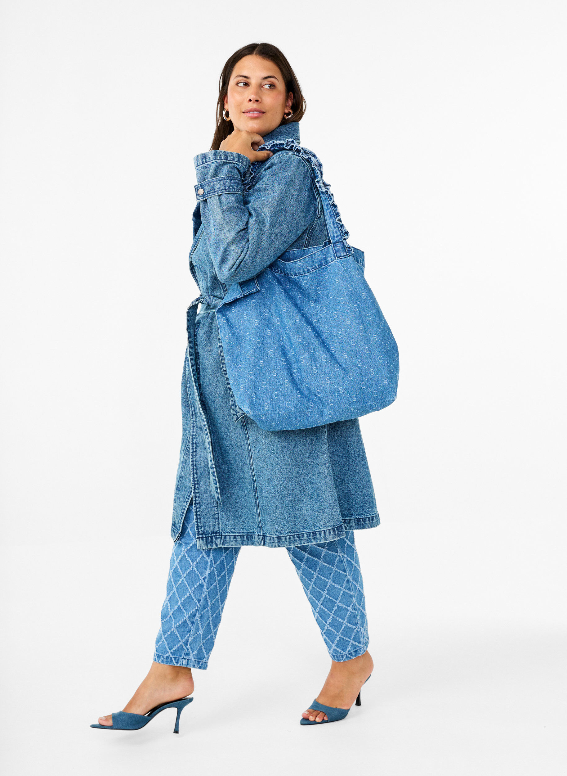 ZizziDenim winkeltas, Light Blue Denim, Model image number 0