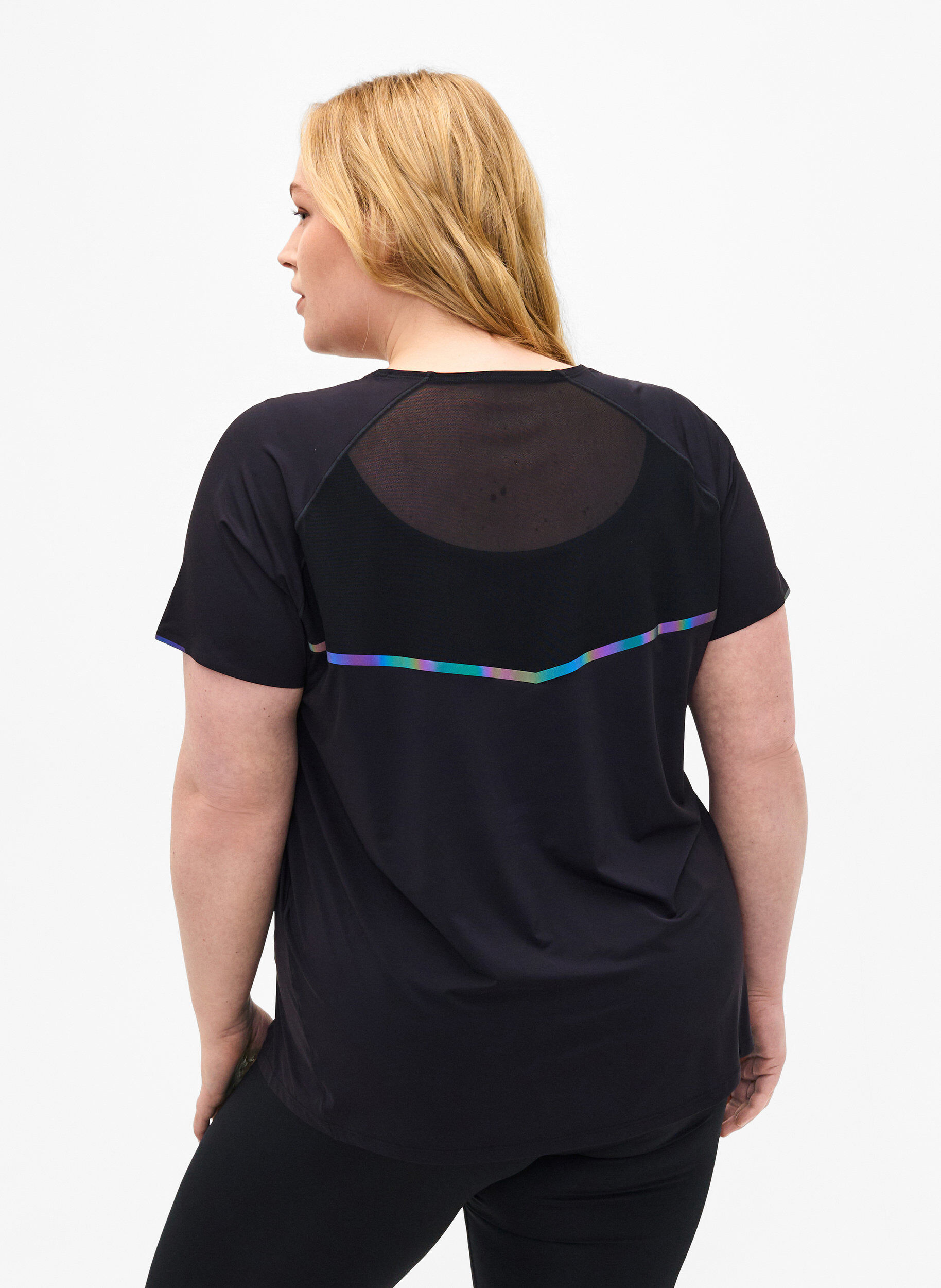 ZizziTrainings-T-shirt met mesh en reflecterende details, Black, Model image number 1