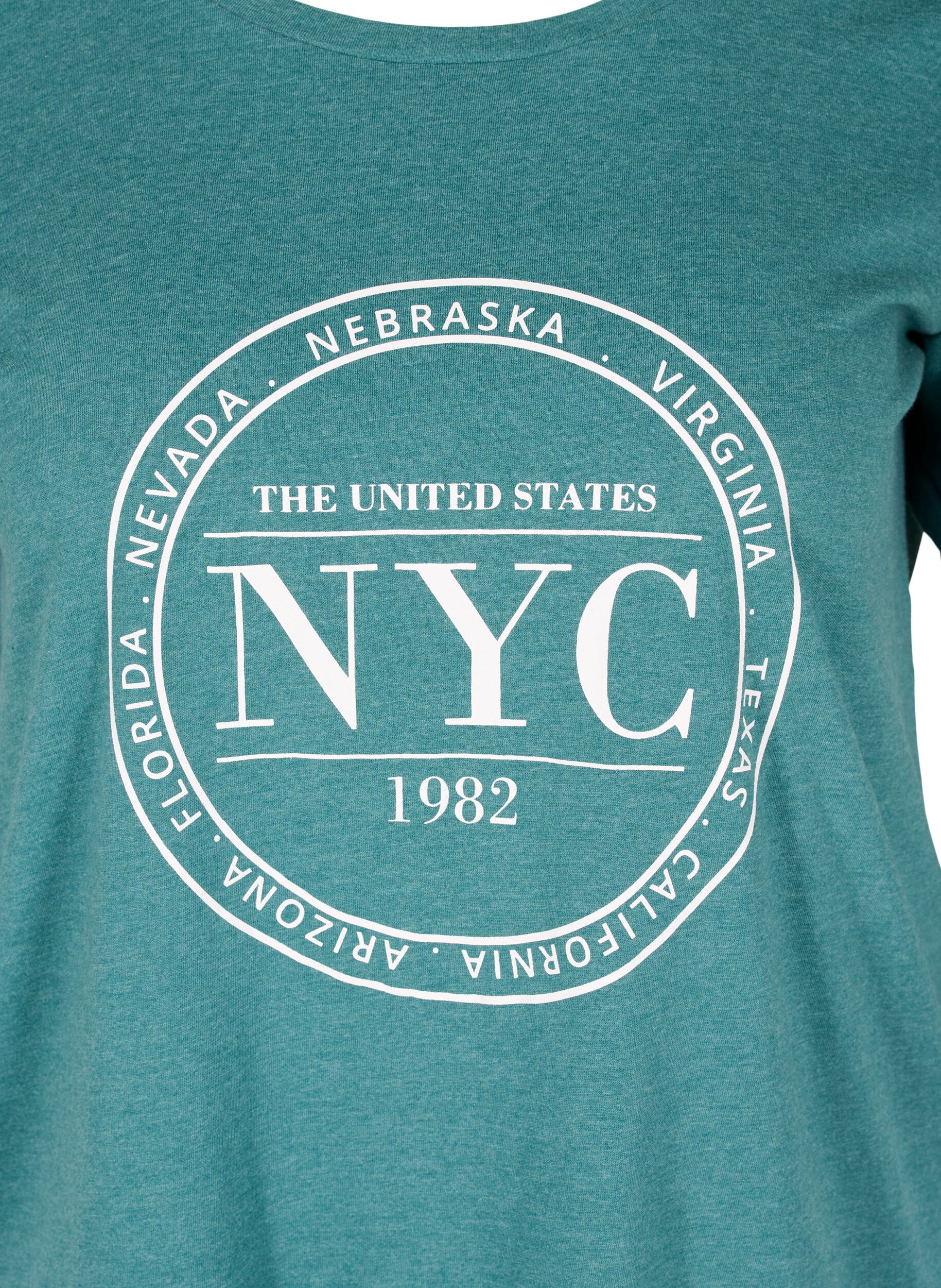 ZizziGem&ecirc;leerd T-shirt met print en korte mouwen, Pacific Mel., Packshot image number 2