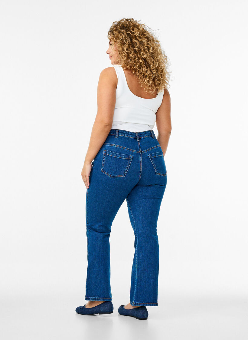 Ellen jeans bootcut avec taille haute, Bleu, Model image number 1