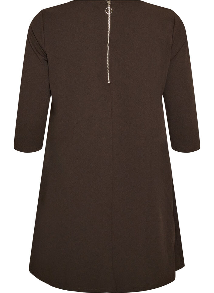 Korte jurk in A-lijn met 3/4-mouwen, Bruin, Packshot image number 1