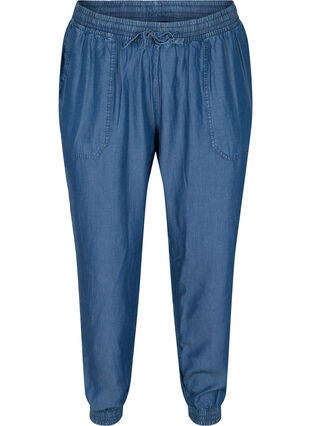 Pantalon ample en lyocell, Medium Blue Denim, Packshot image number 0