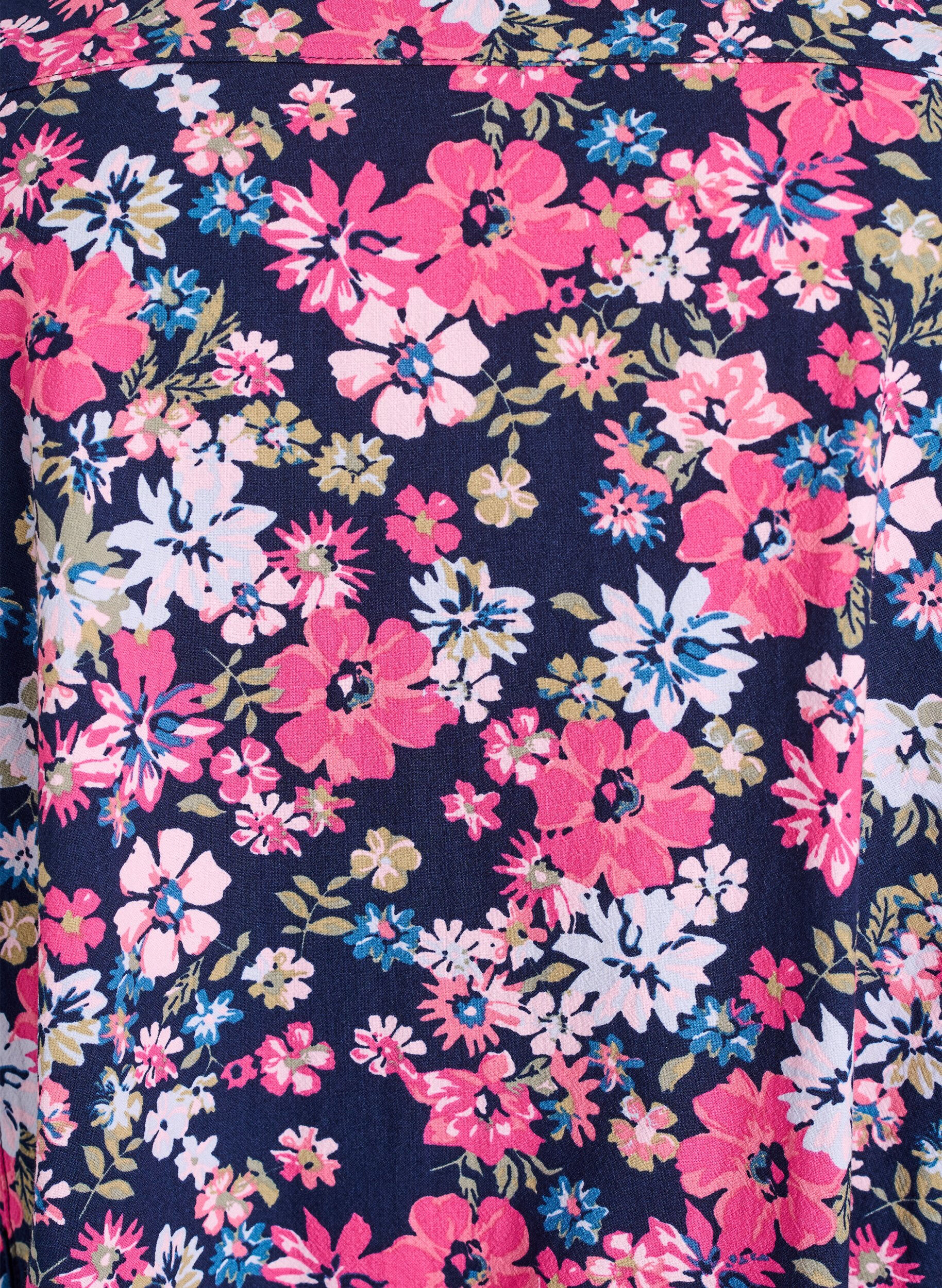 Zizzi Robe en coton &agrave; manches courtes avec imprim&eacute;, Bleu, Packshot image number 2