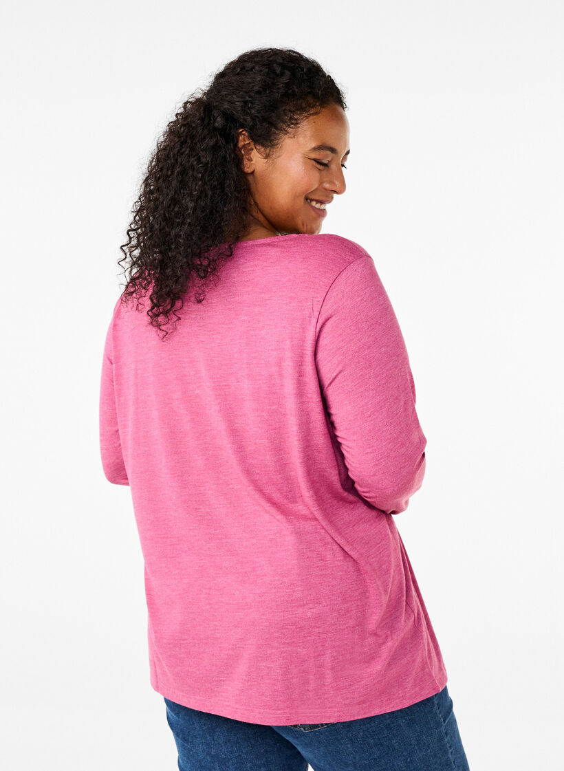 T-shirt met lange mouwen en ronde hals, Malaga Mel., Model image number 1