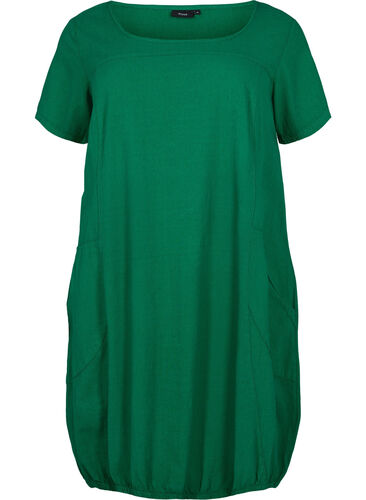 Katoenen jurk met korte mouwen, Verdant Green, Packshot image number 0