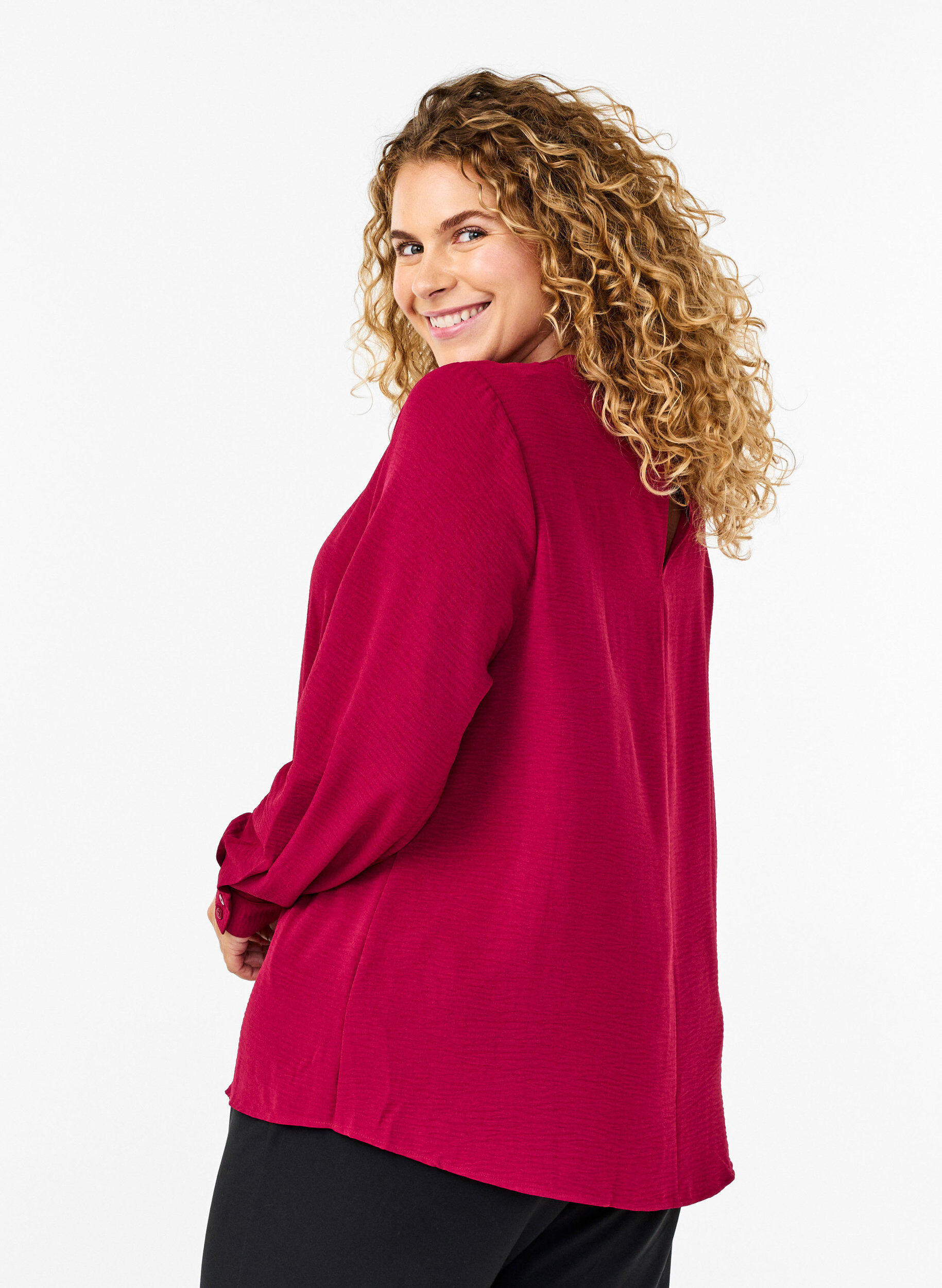 ZizziBlouse met kanten detail, Red Plum, Model image number 1