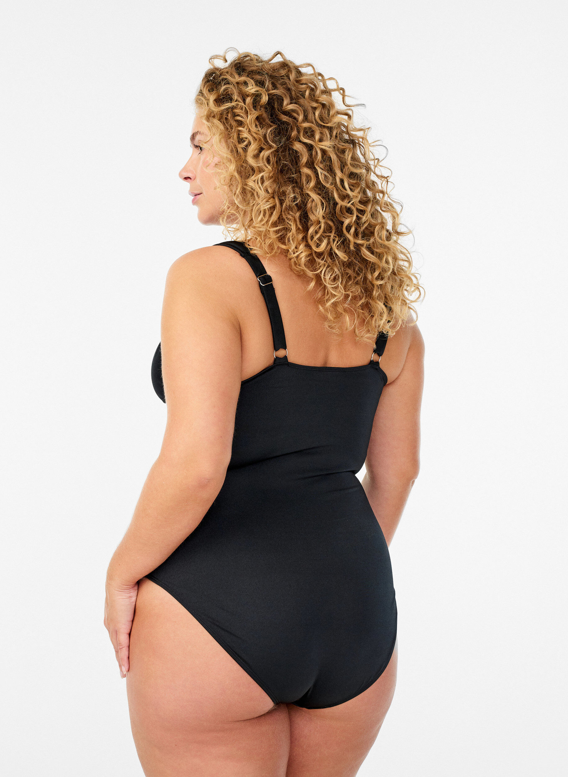Zizzi Maillot de bain &agrave; d&eacute;collet&eacute; en V, Noir, Model image number 1