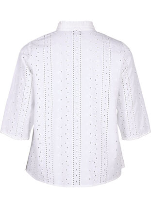 Chemise en coton avec un motif à trous, Bright White, Packshot image number 1