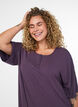 Nachtjapon in viscose jersey met een geribde textuur, Paars, Model image number 3