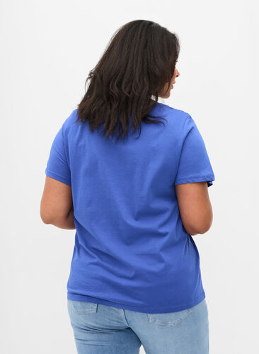 T-shirt en coton à manches courtes avec imprimé, Dazzling Blue WAYS, Model image number 1