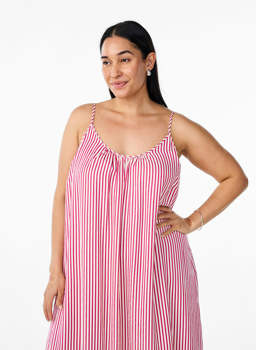 Robe d'&eacute;t&eacute; &agrave; rayures et &agrave; forme en A, Rose, Model image number 2