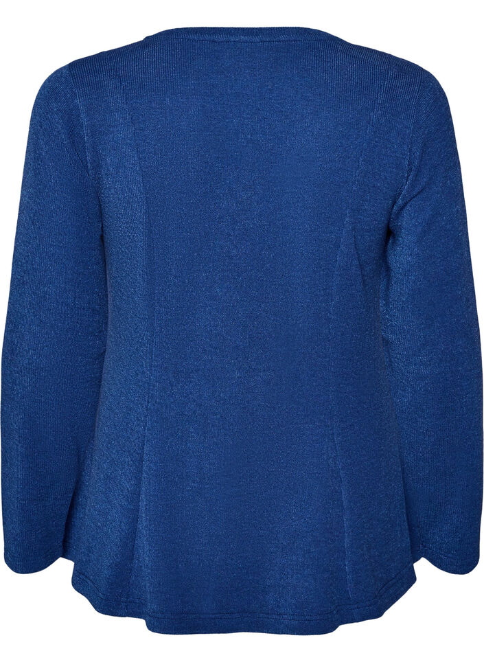 Blouse en jersey c&ocirc;tel&eacute; &agrave; coupe &eacute;vas&eacute;e, Bleu, Packshot image number 1