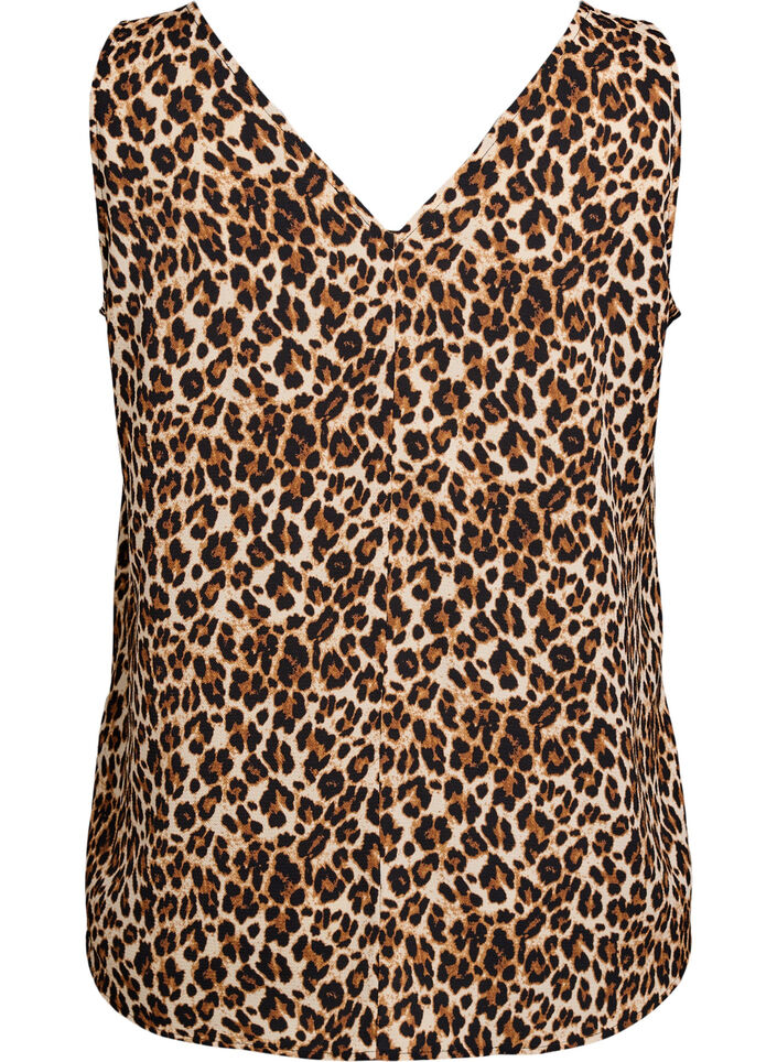 Top met print en V-hals, Groen, Packshot image number 1