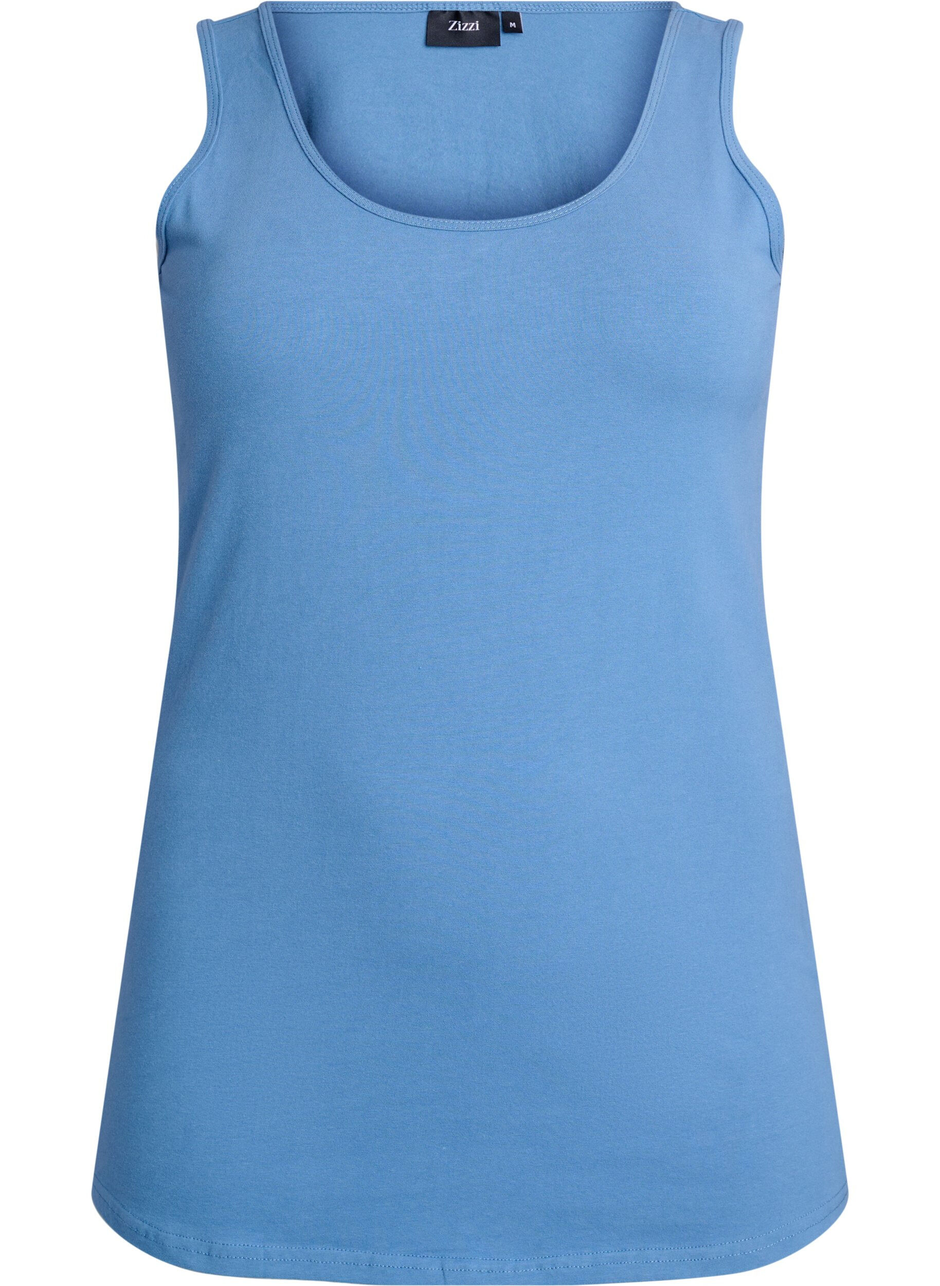 Zizzi Haut uni Basic en coton, Bleu, Packshot image number 0