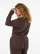 Haut de pyjama en coton biologique avec broderie ajour&eacute;e, Marron, Model image number 2