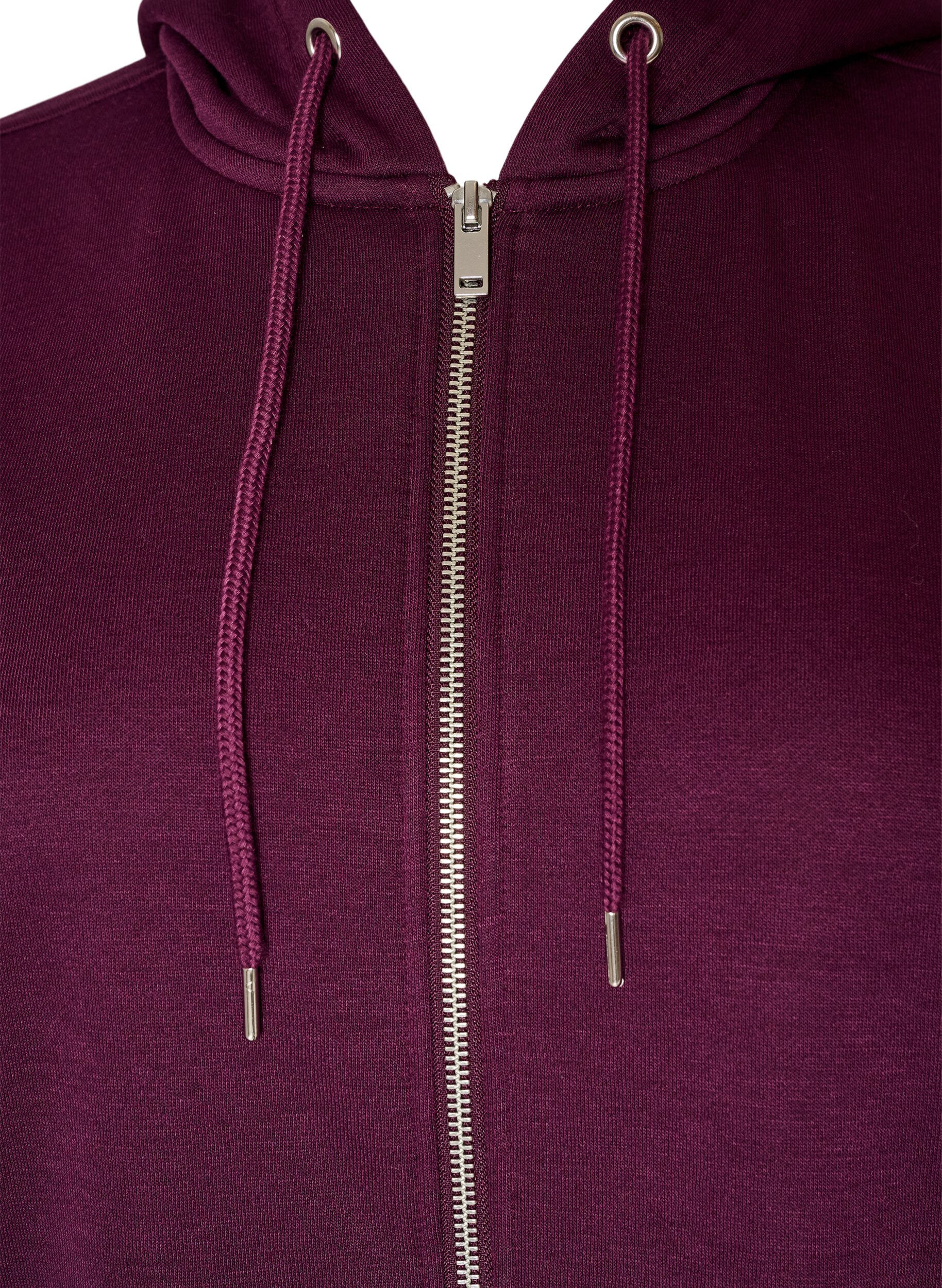 ZizziLange hoodie met ritssluiting en zakken, Paars, Packshot image number 2