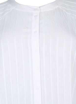 Lang viscose shirt met gestreepte structuur, Bright White, Packshot image number 2