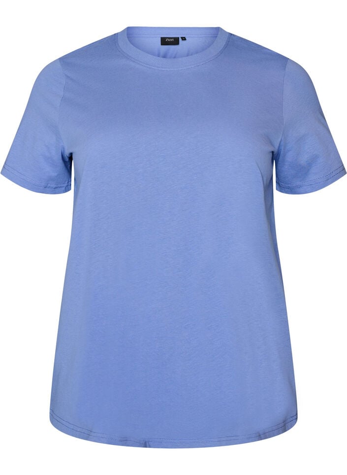 Basic katoenen T-shirt met ronde hals, Paars, Packshot image number 0